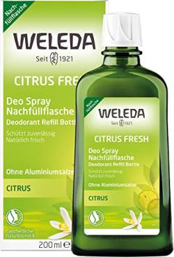 WELEDA Bio Deodorant CITRUS FRESH Nachfüllflasche - natürlich frisches Naturkosmetik Deo mit ätherischen Ölen, wirkt desodorierend ohne Poren zu verschließen, ohne Aluminiumsalze (1 x 200 ml) von WELEDA