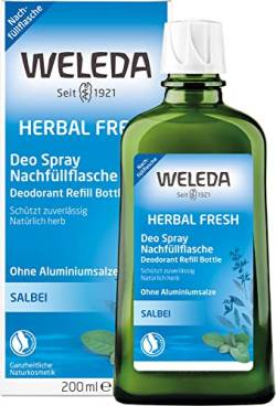 WELEDA Bio Deodorant HERBAL FRESH Nachfüllflasche - frisches Naturkosmetik Deo mit ätherischen Ölen, wirkt desodorierend ohne Poren zu verschließen, ohne Aluminiumsalze, Nachfüllpackung (1 x 200 ml) von WELEDA