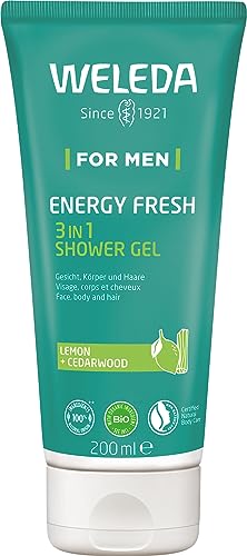 WELEDA Bio For Men 3in1 Duschgel & Shampoo Energy Fresh - Naturkosmetik Männer Duschseife & Haarpflege mit Zitrone & Zedernholz Duft. Shower Gel zur Reinigung von Gesicht, Körper & Haar (1x 200ml) von WELEDA