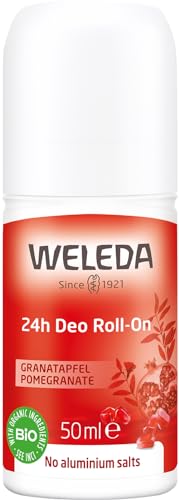 WELEDA Bio Granatapfel 24h Deo Roll-on, natürliches Naturkosmetik Deodorant mit einem sinnlichen Dufterlebnis, wirksamer Schutz vor Körpergeruch, 24 Stunden zuverlässig ohne Aluminium (1 x 50 ml) von WELEDA