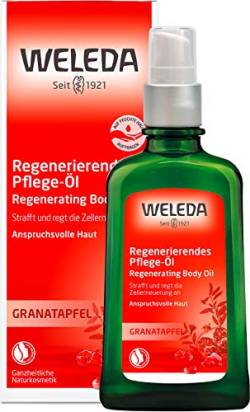 WELEDA Bio Granatapfel Körperöl - ätherisches Naturkosmetik Hautpflege Massageöl / Pflegeöl mit Jojobaöl, Sesamöl & Macadamia Öl strafft die Haut & mindert Zeichen der Hautalterung (vegan / 100ml) von WELEDA