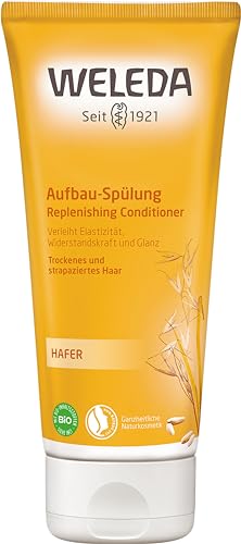 WELEDA Bio Hafer Aufbau-Spülung, Pflege Haarspülung verleiht Elastizität, Widerstandsfähigkeit und Glanz, das Naturkosmetik Haaröl verbessert die Kämmbarkeit (1 x 200 ml) von WELEDA