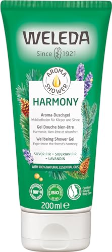 WELEDA Bio Harmony Duschgel vegan - Naturkosmetik Aroma Shower Duschseife für Frauen & Männer mit Tanne / Lavandin Duft, Natürliche Hautpflege Dusche zur Reinigung von Gesicht & Körper (1x 200ml) von WELEDA