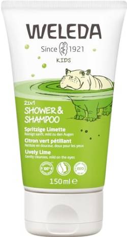 WELEDA Bio Kids 2in1 Shower & Shampoo Spritzige Limette, Naturkosmetik Duschgel und Bodylotion zur schonenden Reinigung von Haut und Haar, geeignet für Kinder ab drei Jahren (1 x 150 ml) von WELEDA