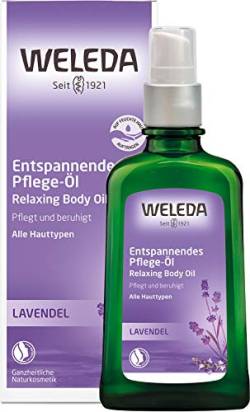 WELEDA Bio Lavendel Körperöl - ätherisches Naturkosmetik Hautpflege Massageöl / Pflegeöl mit Lavendelöl, Mandelöl & Sesamöl zur Pflege und Entspannung mit angenehm beruhigendem Duft (vegan / 100ml) von WELEDA