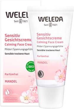 WELEDA Bio Mandel Sensitiv Gesichtscreme, Naturkosmetik Feuchtigkeitscreme zur Pflege trockener, empfindlicher und sensibler Haut im Gesicht und am Hals für einen gesunden Teint (1 x 30 ml) von WELEDA