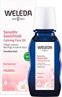 WELEDA Bio Mandel Sensitiv Gesichtsöl, intensives Naturkosmetik Bio Pflegeöl gegen unreine Haut, Hautirritationen und zur Make-up Entfernung, für Neurodermitiker geeignet (1 x 50 ml) von WELEDA