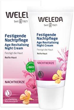 WELEDA Bio Nachtkerze Festigende Nachtpflege, vitaminreiche Pflegecreme für reife Haut im Gesicht, Gesichtscreme glättet, revitalisiert und verleiht Spannkraft (1 x 30 ml) Revitalisierende Nachtkerze von WELEDA