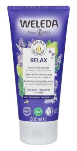 WELEDA Bio Relax Duschgel vegan - Naturkosmetik Aroma Shower Duschseife für Frauen & Männer mit Lavendel / Bergamotte Duft, Natürliche Hautpflege Dusche zur Reinigung von Gesicht & Körper (1x 200ml) von WELEDA