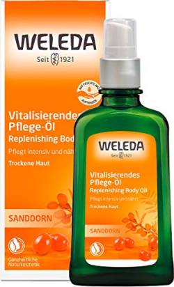 WELEDA Bio Sanddorn Körperöl - ätherisches Naturkosmetik Hautpflege Massageöl / Pflegeöl mit Sesamöl zur intensiven Pflege von trockener Haut mit fruchtigem Mandarine & Grapefruit Duft (vegan, 100ml) von WELEDA