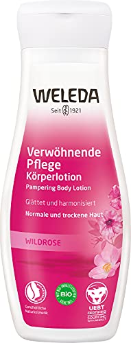 WELEDA Bio Wildrose Bodylotion - Naturkosmetik Körperpflege Lotion mit Jojobaöl & Aprikosenkernöl glättet die Haut. Natürliche Körperlotion zur Pflege von normaler & trockener Haut (vegan, 200ml) von WELEDA