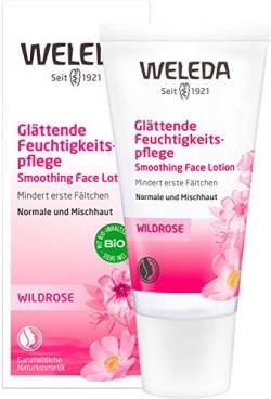 WELEDA Bio Wildrose Glättende Feuchtigkeitspflege, intensiv pflegende Naturkosmetik Gesichtscreme für die Tages- und Nachtpflege, mindert erste Falten und schützt vor Hautalterung (1 x 30 ml) von WELEDA