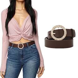 WELROG Damen bb Belt Gürtel - Strass Gürtel für Damen Ledergürtel Glitzer für Damen für Jeans Bling Bling Gürtel Damen Glitzer Gürtel Western Cowgirl Gürtel von WELROG