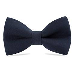 WELROG Klassische gebundene Fliege Kids & Men’Formal Solid Tuxedo Gabardine Einstellbare Fliege Krawatte für Erwachsene & Kinder für Hochzeitsfeier Ausgefallene Plain Bowties (Navy blau) von WELROG