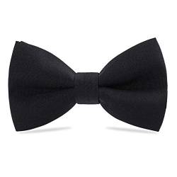 WELROG Klassische gebundene Fliege Kids & Men’Formal Solid Tuxedo Gabardine Einstellbare Fliege Krawatte für Erwachsene & Kinder für Hochzeitsfeier Ausgefallene Plain Bowties (Schwarz) von WELROG