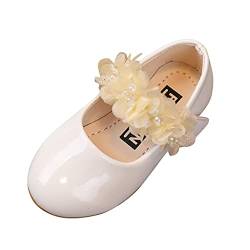 WENDAO Babyschuhe Ballerinas Mädchen Schuhe Krabbelschuhe Kleinkind rutschfest Bowknot Prinzessin kleine Lederschuhe Festliche Lackschuhe Blumen Kinderschuhe, Weiß, 21 EU von WENDAO