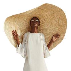 Women's Oversized Stroh Hat Sun Hat Damen klappbarer Strohhut Sonnenhut mit Sonnen Anti-UV Sonnenschutz Cap Cover Elegant Summer Hat with Large Brim von WENDAO
