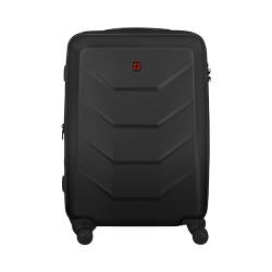 WENGER Prymo Medium Schalenkoffer mit 4 Rollen, Trolley, Mittelgroß, 59 (67) l, Hartschale, Sicherheitsschloss, Damen Herren, Reisen Urlaub, Schwarz, 612537 von WENGER