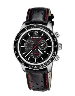 WENGER Unisex-Armbanduhr 01.0853.105 ROADSTER BLACK NIGHT CHRONO Analog Quarz Leder 01.0853.105 ROADSTER BLACK NIGHT CHRONO von WENGER