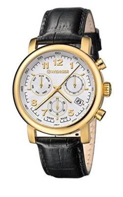 Wenger Herren Chronograph Quarz Uhr mit Leder Armband 01.1043.106 von WENGER