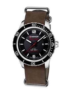 Wenger Unisex-Armbanduhr 01.0851.121 ROADSTER BLACK NIGHT Analog Quarz Leder 01.0851.121 ROADSTER BLACK NIGHT von WENGER