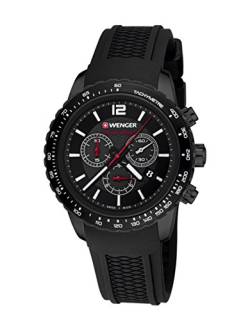 Wenger Unisex-Armbanduhr 01.0853.109 ROADSTER BLACK NIGHT CHRONO Analog Quarz Kautschuk 01.0853.109 ROADSTER BLACK NIGHT CHRONO von WENGER