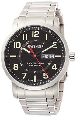 Wenger Unisex Erwachsene Analog Quarz Uhr mit Edelstahl Armband 01.1541.102 von WENGER