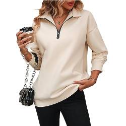 WENNEWU Damen Übergroß Halbzip Pullover Langarm Sweatshirt Viertel Zip Hoodie Pullover,# 8,S von WENNEWU