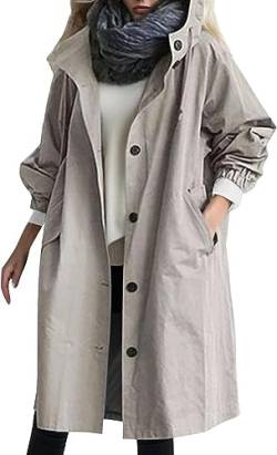 WENNEWU Frauenregenjacke, Wasserdicht Mit Kapuze Langes Regenmantel Leichte Sommerjacke Angepasst,E,XL von WENNEWU