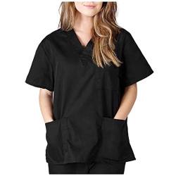 Kasack Damen Pflege große größen mit Einfarbig T-Shirt Schlupfkasack mit Taschen Kurzarm V-Ausschnitt Schlupfhemd Berufskleidung Krankenpfleger Uniformen Krankenschwester kittel, WENZHOU-DE2101261123 von WENZHOU