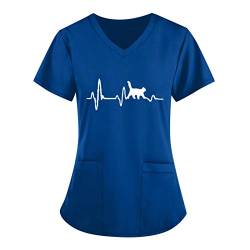 WENZHOU Berufsbekleidung Pflege Damen Krankenhaus Schlupfhemd Bluse Kurzarm V-Neck Mischgewebe Kasack Damen Pflege mit Liebe Motiv Bunt Arzt Uniform Berufsbekleidung Krankenschwester Kleidung von WENZHOU