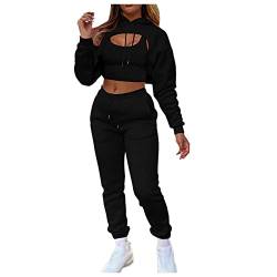 WENZHOU-DE2112271389 Damen 3-teiliges nahtloses Outfit, Workout-Sets, Fitnessstudio, Laufen, Yoga, Sportbekleidung, Trainingsanzug, Leggings und Stretch-Sport-BH, Jumpsuit, Schwarz, M von WENZHOU