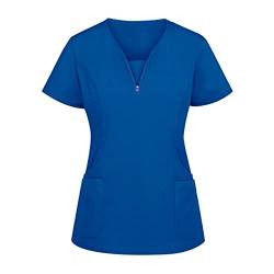 WENZHOU Plus Size Working Einfarbige Taschenbluse Kasack Damen Pflege Arbeitsuniform Arbeitskleidung Krankenhaus Schlupfhemd Pfleger T-Shirt Komfortabel Pflege Kittel Damenkasack von WENZHOU