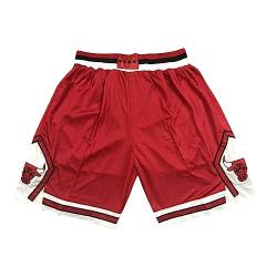 Shorts Basketball Shorts Herren Chicago Bulls Shorts Baggy Sporthose Herren Retro Jogginghose Basketball Shorts Leichtgewicht Atmungsaktive Shorts Basketball Shorts Herren Chicago Bulls Rot M von WEOPLKIN