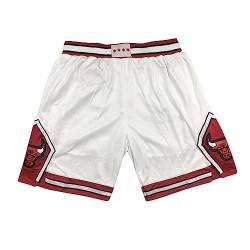 WEOPLKIN Basketball Shorts Herren NBA Shorts Basketball Shorts Jogginghose Basketball Shorts Baggy Sporthose Leichtgewicht Fans Shorts Atmungsaktive Shorts Basketball Shorts Weiß S von WEOPLKIN