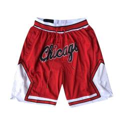 WEOPLKIN Basketball Shorts Herren NBA Shorts Basketball Shorts Jogginghose Basketball Shorts Baggy Sporthose Leichtgewicht Fans Shorts Atmungsaktive Shorts Sporthose Kurz Herren Zinnoberrot M von WEOPLKIN