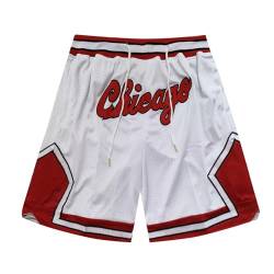 WEOPLKIN Chicago Bulls Shorts Basketball Shorts Herren ShortsJogginghose Basketball Shorts Baggy Sporthose Leichtgewicht Fans Shorts Atmungsaktive Shorts Basketball Shorts Chicago Bulls Zinnoberrot S von WEOPLKIN