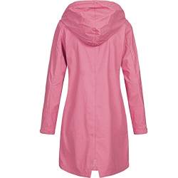 WEOPLKIN Damen-Mäntel Softshelljacke Damen Lange Übergangsjacke Wasserdicht Winddicht Softshellmantel Atmungsaktiv Wanderjacke Outdoor Mantel Oversized Hoodie Damen Jacken üBergangsjacken pink 5XL von WEOPLKIN