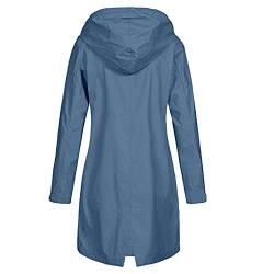 WEOPLKIN Damen-Mäntel Softshelljacke Damen Lange Übergangsjacke Wasserdicht Winddicht Softshellmantel Atmungsaktiv Wanderjacke Outdoor Mantel Oversized Hoodie Y2k Zip Up Hoodie blau L von WEOPLKIN