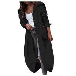 WEOPLKIN Halloween Damen-Mäntel Softshelljacke Damen Lange Übergangsjacke Wasserdicht Winddicht Softshellmantel Atmungsaktiv Wanderjacke Outdoor Mantel Oversize Hoodie Damen Schwarz XL von WEOPLKIN