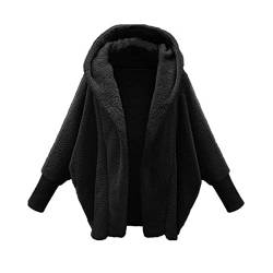 WEOPLKIN Halloween Fleecejacke Damen Mantel Kapuzenjacke Winterjacke Mode Warm Hoodie Pullover Jacken Reißverschluss Gefüttert Kapuzenpullover Plüschjacke Halloween Pullover Damen Schwarz 3XL von WEOPLKIN