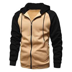 WEOPLKIN Halloween Sweatjacke Herren, Sweatshirt Zip Up Hoodie Workout Lässig Hoodie Kordelzug Leichtigkeit Outdoorjacke Soft Jacke Modetalent Hoodie Y2k Hoodie Hoodies für MäNner Beige M von WEOPLKIN