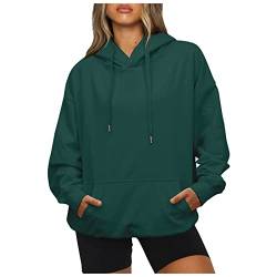 WEOPLKIN Hoodie Damen Oversize Sweatshirts Langarm Einfarbig Pullover Winter Sport Kapuzenpullover Damen Freizeit Training Hoodies Outdoor Casual Hoodie Grauer Hoodie Grün XL von WEOPLKIN