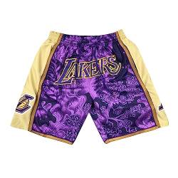 WEOPLKIN Lakers Basketball Shorts Herren Lakers Shorts Sportshorts Kurz Hosen Jogginghose Los Angeles Lakers Shorts Gym Sports Workout Training Workout Shorts Kurze Sporthose Herren Violett XL von WEOPLKIN