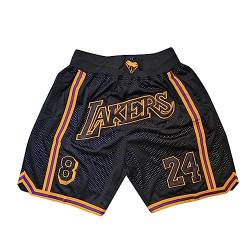 WEOPLKIN Los Angeles Lakers Shorts, Basketball Shorts Herren Lakers Shorts Jogginghose Lässige Bequem Leichtgewicht Shorts Sportshorts Basketball Athletic Shorts Sporthose Kurz Schwarz L von WEOPLKIN