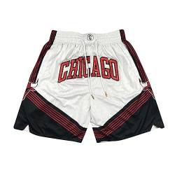 WEOPLKIN Shorts Chicago Bulls Shorts Basketball Shorts Herren Retro Jogginghose Shorts Sporthose Schnelltrocknend Jogginghose Leichtgewicht Fans Shorts Sporthose Herren Kurz Weiß M von WEOPLKIN