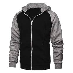 WEOPLKIN Sweatshirt Herren Zip Hoodie Sweatjacke Herren Mit Kapuze Trainingsjacke Hoodie mit Reißverschluss Kapuzenjacke Herren Sport Casual Basic Zipper Hoodie Oversize Hoodie Herren Schwarz XXL von WEOPLKIN