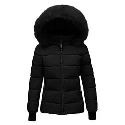 WEOPLKIN Winterjacke Damen Steppjacke Damen Leicht Mantel Damen Langarm Daunenmantel Sweatjacke Damen Mit Kapuze Jacke Damen Herbst Elegant Kurzmantel Damen Damen Jeansjacke Schwarz M von WEOPLKIN