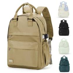 WEPLAN Schulrucksack Damen, Casual Schultasche Travel Büchertasche 14 Zoll Laptop, Rucksack für Mädchen Teenager, Wasserdichter Backpack Unisex Daypack Schulrucksack für Uni Schule Reise,Khaki von WEPLAN