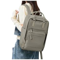 WEPLAN Schulrucksack Mädchen Jungen Schultasche for Teenager Rucksack Damen Herren Casual Daypack Rucksäcke Schule Schulranzen für Uni Reise Arbeit Backpack für 15.6 Zoll Laptop Bookbag,Grau braun von WEPLAN